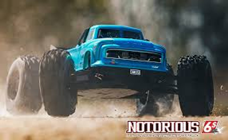 ARRMA #ARA8611V5T2 1/8 Notorious 6S BLX 4WD 60MPH Stunt Truck-Blue