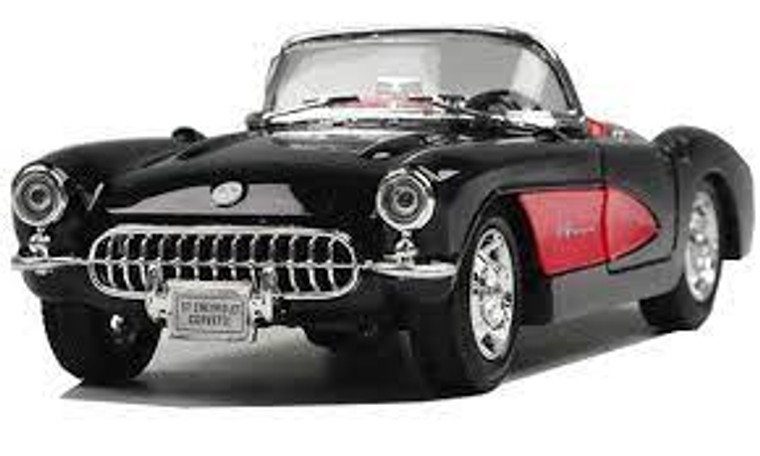 Welly #29393W-BK 1/24 1957 Chevy Corvette Black/Red