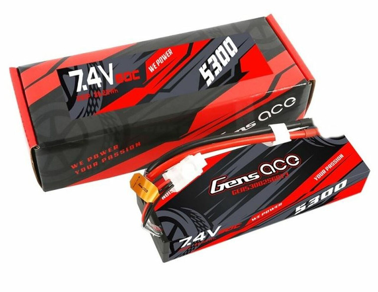 Gens Ace #GA5300-2S60-HC-EC5  5300MAH 2S 7.4V 60C HARDCASE LIPO BATTERY W/EC5 PLUG