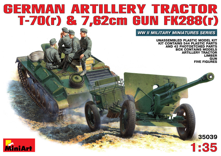 Miniart #35039  1/35 GERMAN ARTILLERY TRACTOR T-70(r) AND 7,62cm FK 288(r) w/CREW