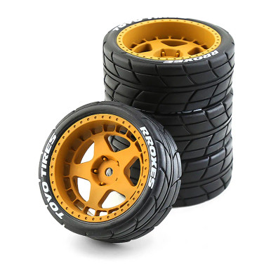 A Team Rims Team # Tires and Rims 12mm Hex (Gold ) - Bay Hobbies