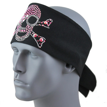 Pink Sunspark Pirate Skull & Crossbones Stretch HeadBand