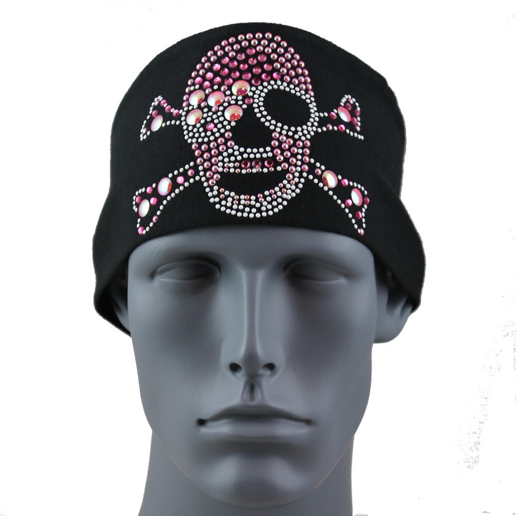 Pink Sunspark Pirate Skull & Crossbones Stretch HeadBand