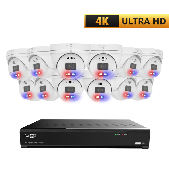 AIBASE 4K 16 Camera Capable IP System with 4K 8MP Active Deterrence Wide Angle Weatherproof Turrets (NDAA Compliant) AIBASE 4K 16 Camera Capable IP System with 4K 8MP Active Deterrence Wide Angle Weatherproof Turrets (NDAA Compliant)