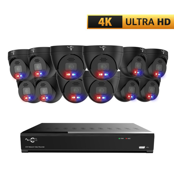 AIBASE 4K 16 Camera Capable IP System with 4K 8MP Active Deterrence Wide Angle Weatherproof Turrets (NDAA Compliant) AIBASE 4K 16 Camera Capable IP System with 4K 8MP Active Deterrence Wide Angle Weatherproof Turrets (NDAA Compliant)
