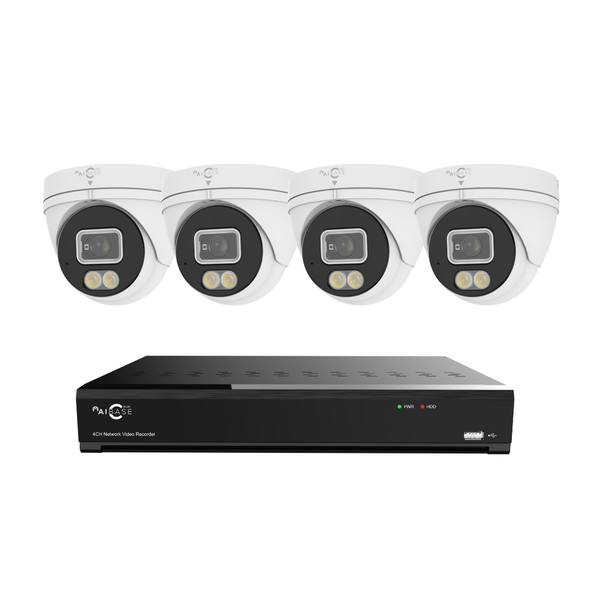 AIBASE 5MP HD TVI/CVI Analog System with 5MP Day & Night Color Wide Angle Weatherproof Turret Cameras and 4K Hybrid Video Recorder (NDAA Compliant)