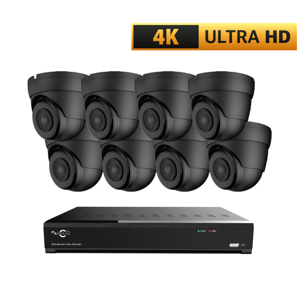 AIBASE 4K HD TVI/CVI Analog System with (8) 8MP Infrared Night Vision Weatherproof Turret Cameras + 4K Hybrid Video Recorder (NDAA Compliant)