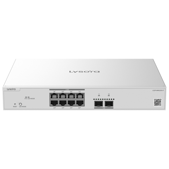Lysora LS2P-8MG2XS-P 8-Port Multi-Gigabit L2 Managed Switch, 2 x  SFP+ Uplink Ports