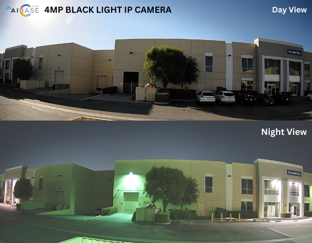 AIBASE 4MP Ultra Night Vision Black Light Active Deterrence IP Turret , NDAA Compliant (CAM-IP3174-PV-28-AI)