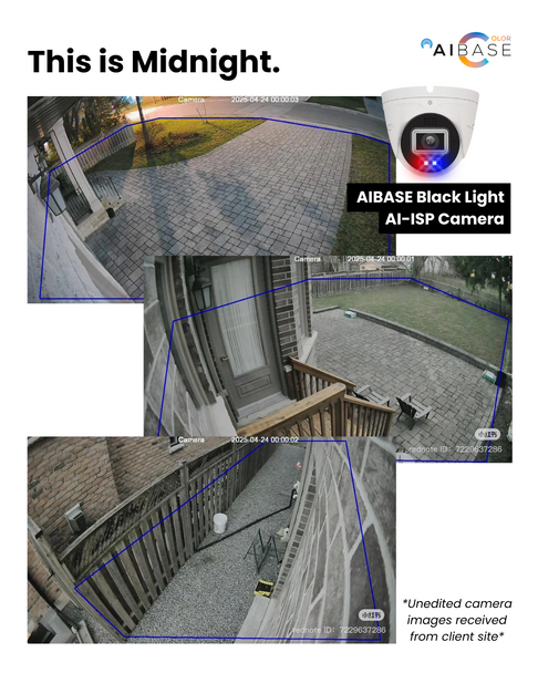 AIBASE 2K Ultra Color Night Vision 4 Camera Capable IP System with 4MP Black Light Full Color Active Deterrence Wide Angle Weatherproof Turret Network Cameras (NDAA Compliant)