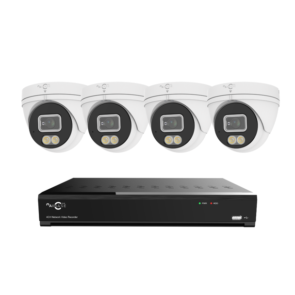 AIBASE 5MP HD TVI/CVI Analog System with 5MP Day & Night Color Wide Angle Weatherproof Turret Cameras and 4K Hybrid Video Recorder (NDAA Compliant)