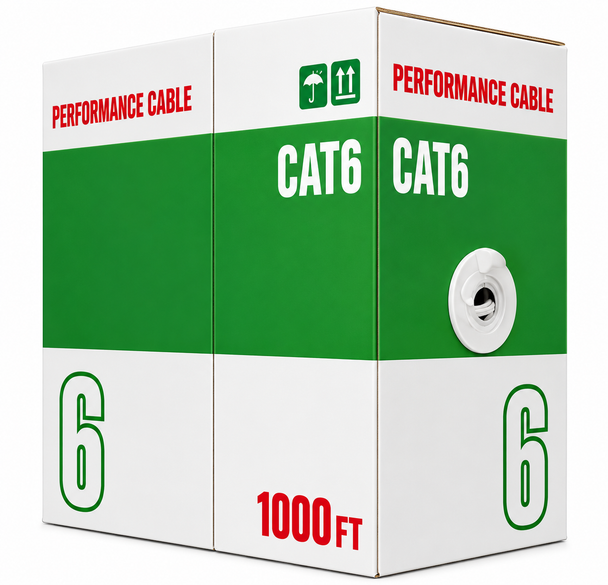 CAT6 Ethernet Cable RJ45 UTP Copper-Clad Aluminum, 1000 ft Easy Pull Box, White