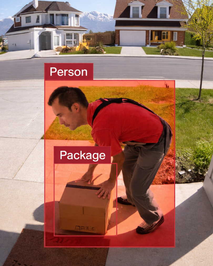 Person and package detection from the AIBASE doorbell