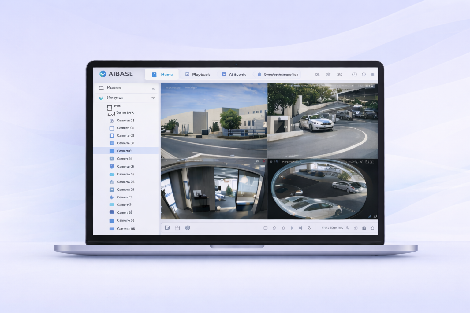 AIBASE VMS interface on laptop