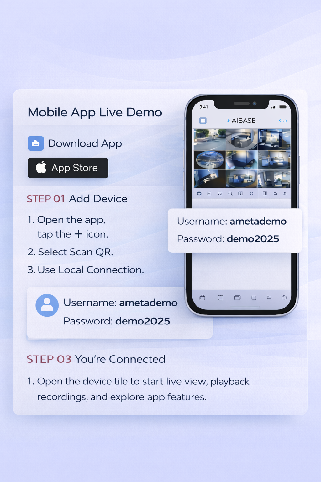 Mobile app demo live view