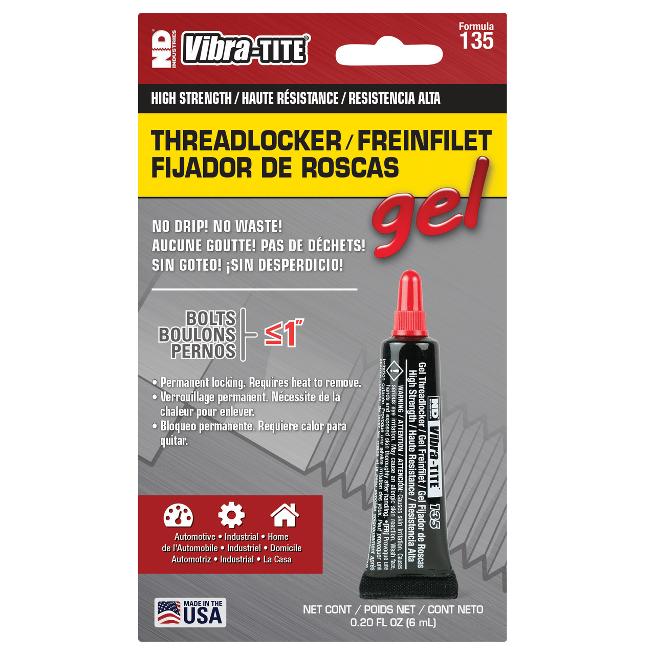 Vibra-Tite 135 High Strength Gel Threadlocker