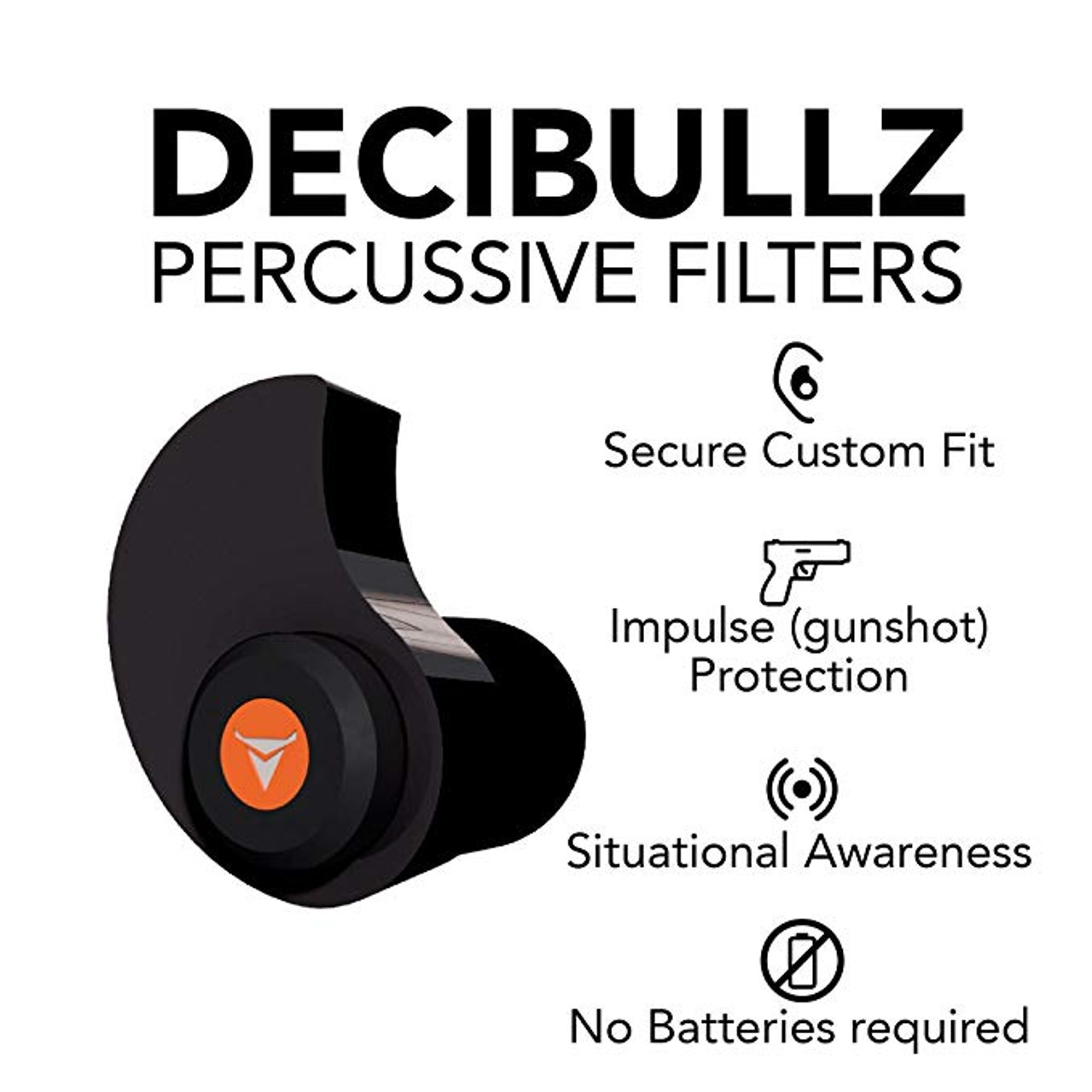 Decibullz Custom Molded Percussive Shooting Filter Ear Plugs