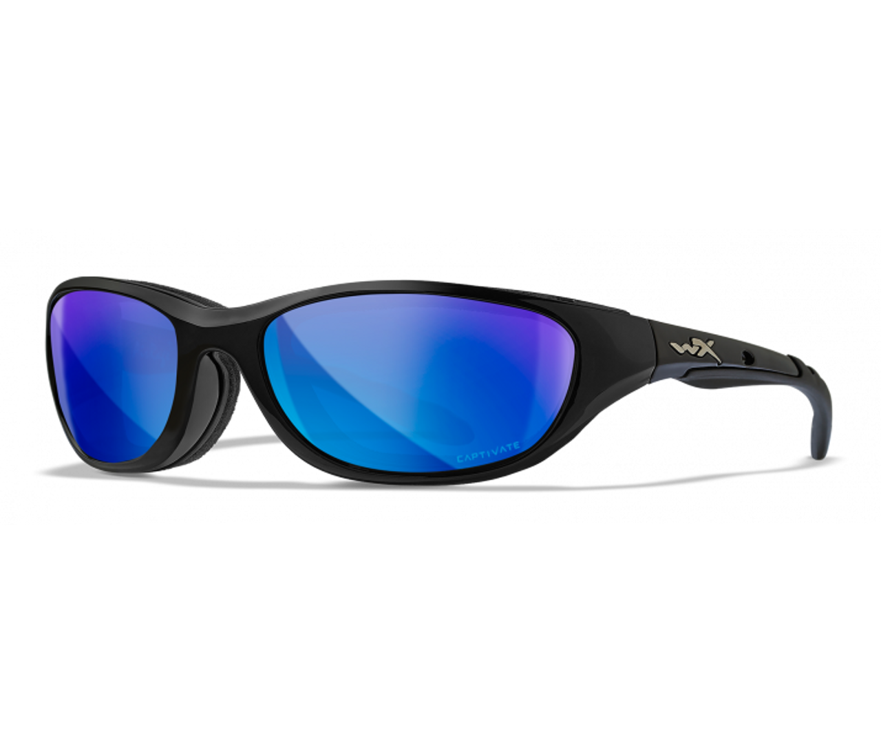 Wiley-X Airrage Captivate Polarized Blue Mirror Gloss Black Frame