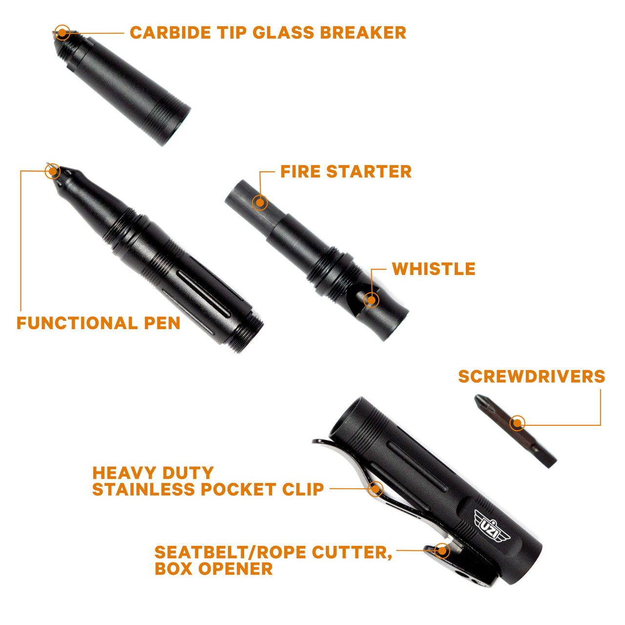 Uzi: Tactical Utility Pen: 7 in 1 tools