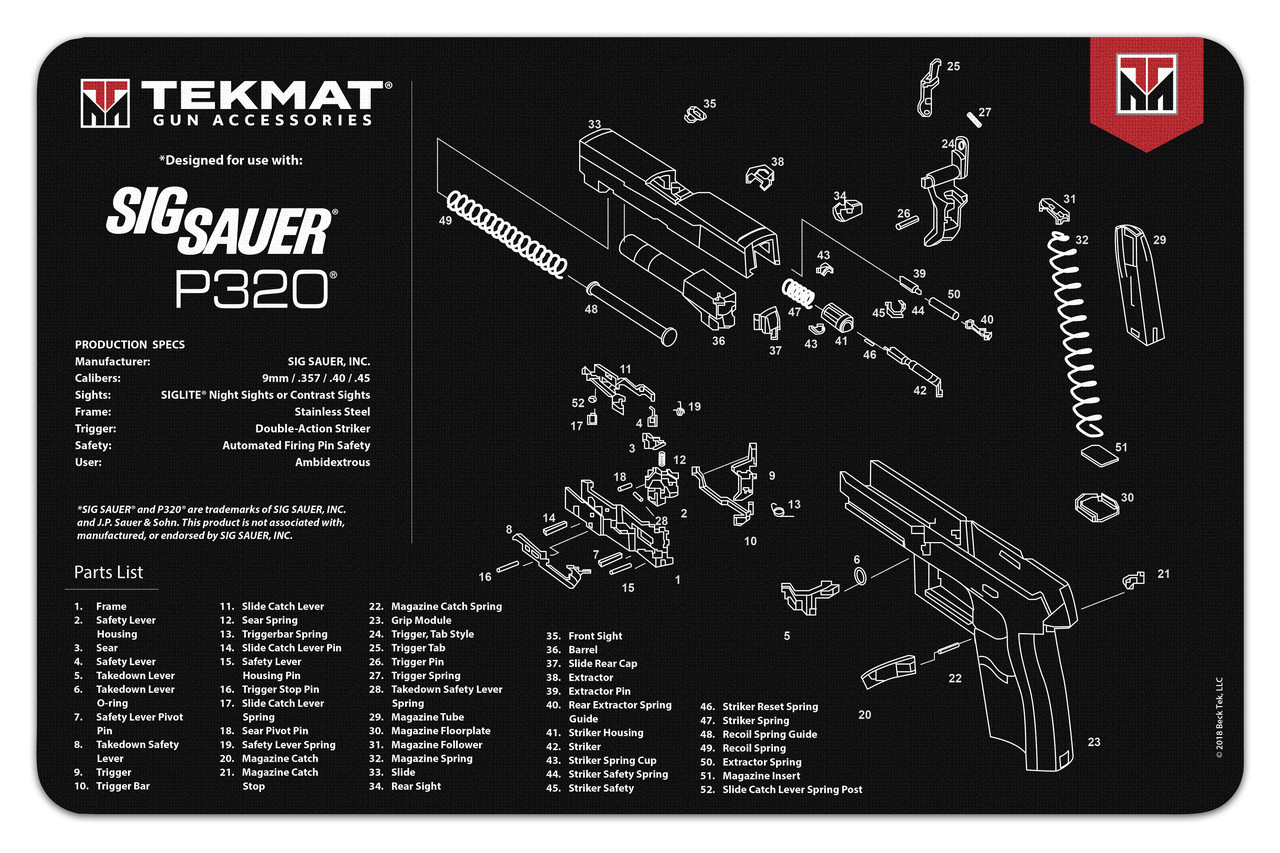 Sig Sauer P320 TekMat Gun Cleaning Mat Sig Sauer P320 TekMat Gun Cleaning Mat