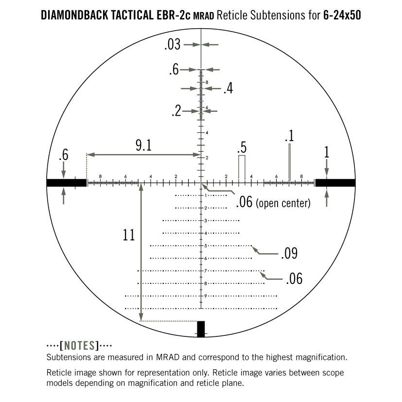 USED: Vortex Diamondback Tactical 6-24x50 FFP Scope EBR-2C MRAD c/w Rings & Covers