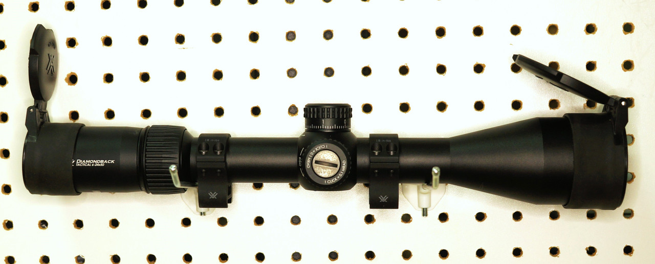 USED: Vortex Diamondback Tactical 6-24x50 FFP Scope EBR-2C MRAD c/w Rings & Covers