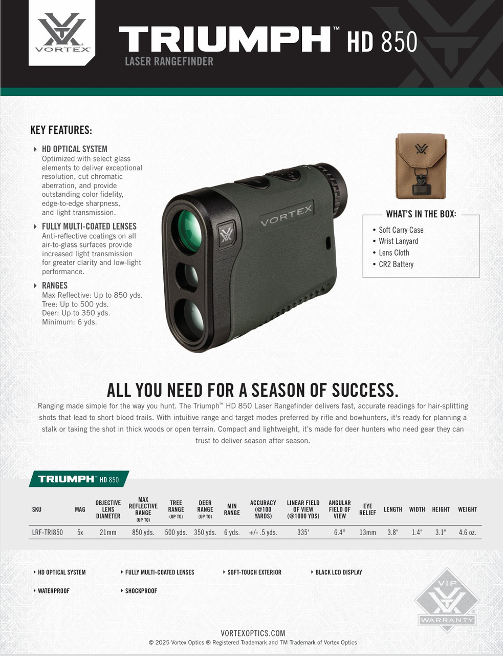 Vortex Triumph HD 850 Laser Rangefinder