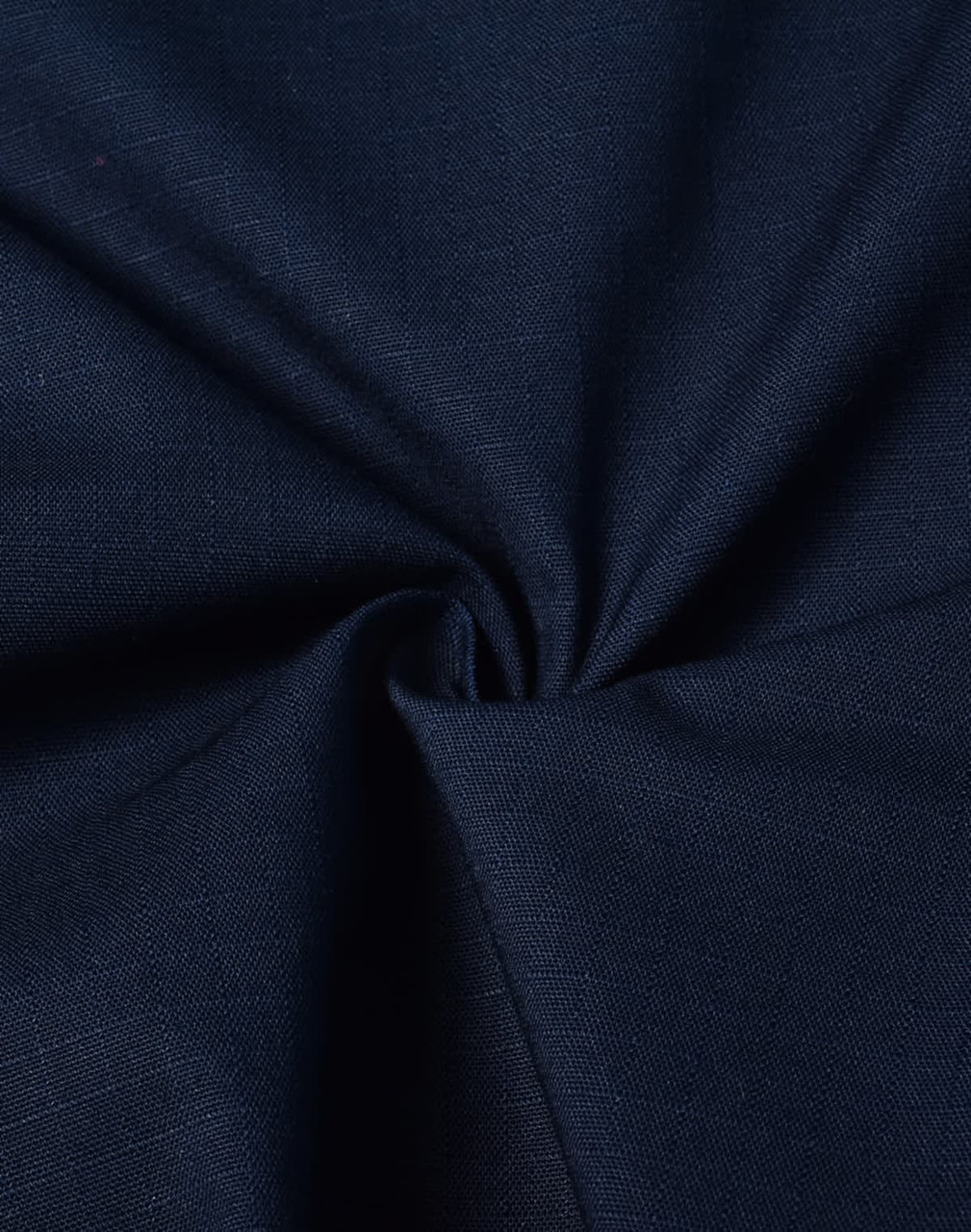 A fabric swatch of navy Rip-Stop Poly/Cotton stretch material, showcasing its texture and weave.