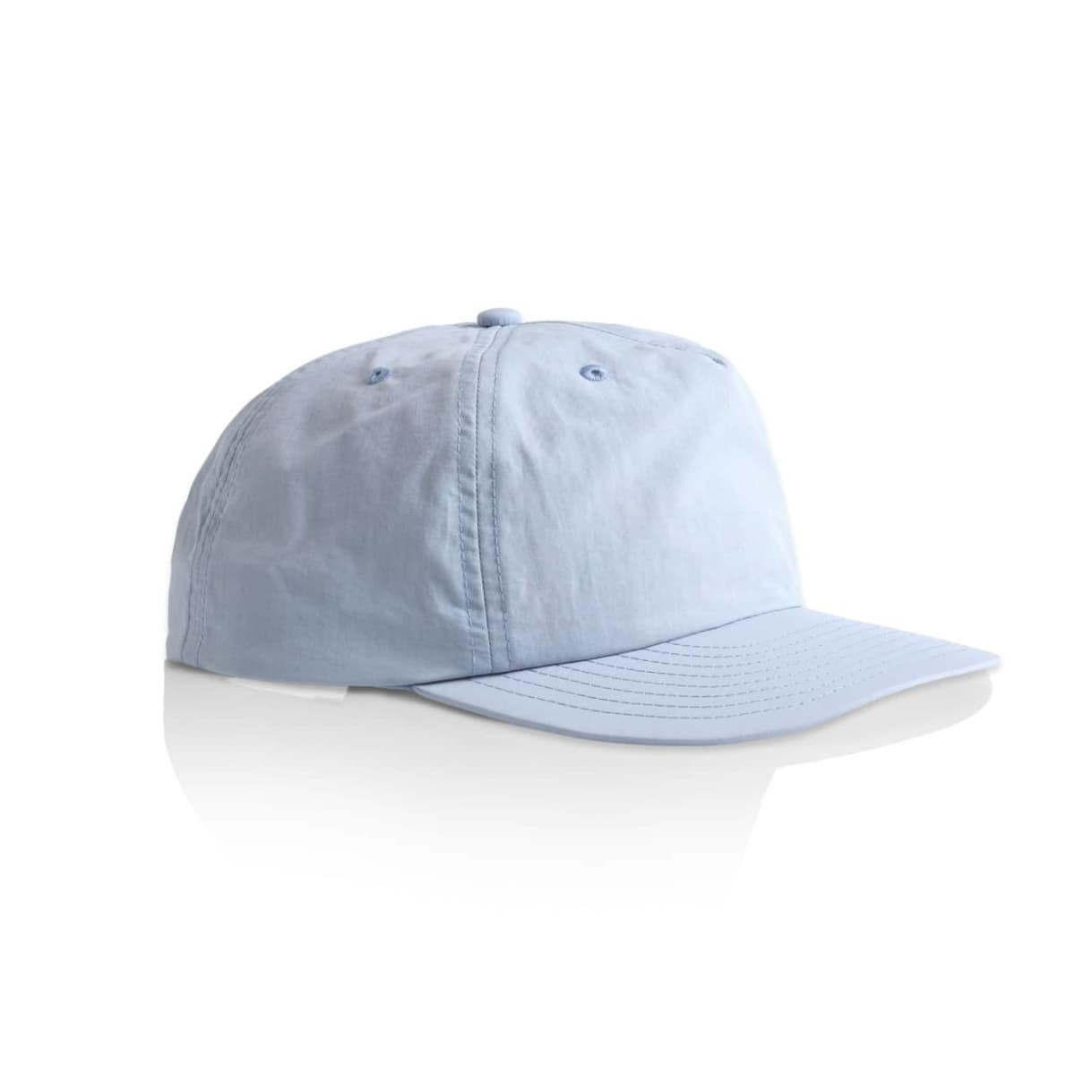 A light blue cap with a curved brim and a logo on the front, featuring a classic six-panel design.