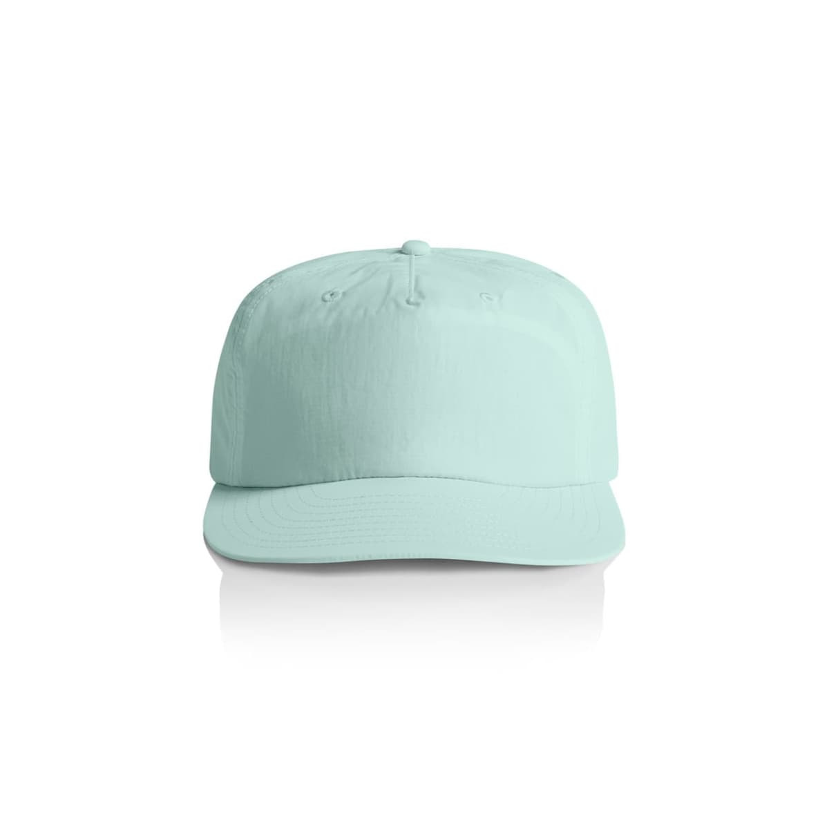 A mint green cap with a rounded brim and an adjustable strap at the back. Features a logo on the front.