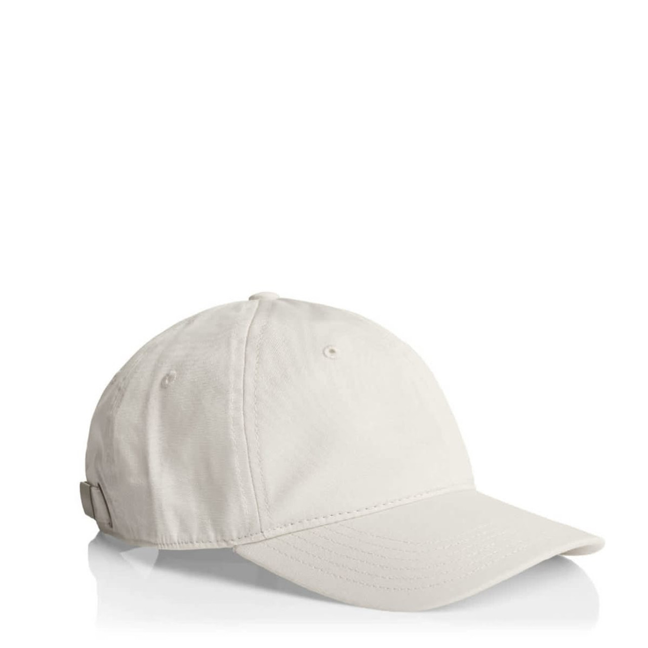 A light grey cap with a curved brim and an adjustable strap at the back. It features a logo on the front.