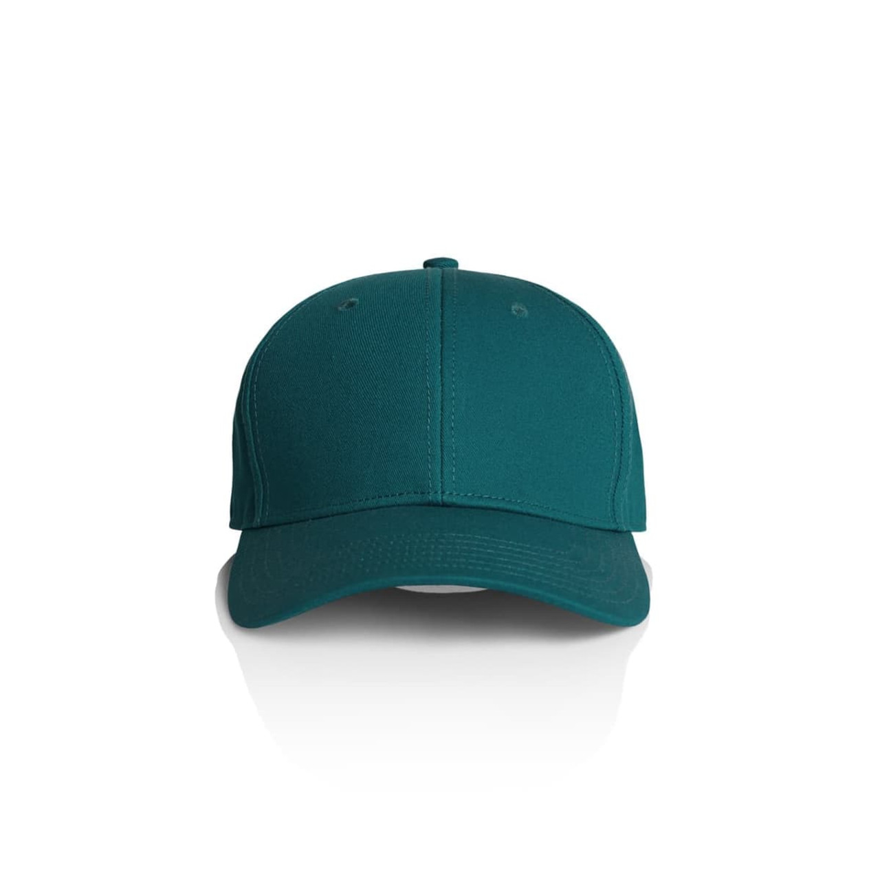 A teal cap with a curved peak and a logo on the front, displayed against a white background.