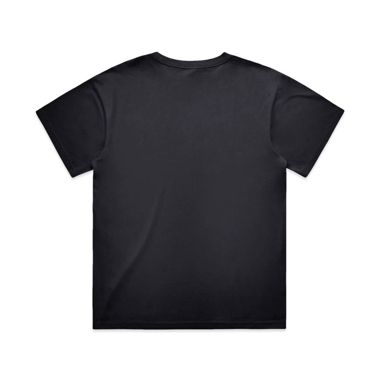 A black t-shirt featuring a plain back design. The shirt has a standard fit and short sleeves.