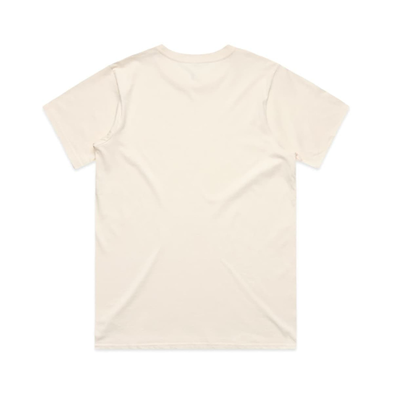 A light beige classic tee with a crew neck and short sleeves, featuring a plain back without any visible branding.