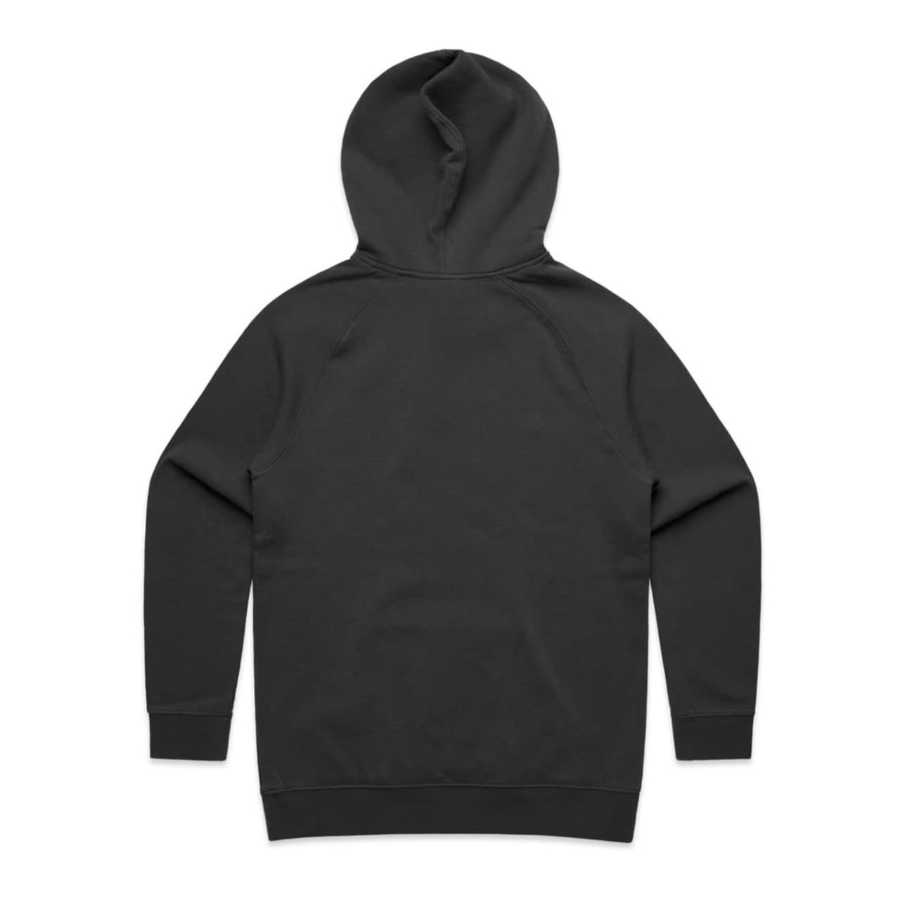 A black hoodie featuring a spacious hood and long sleeves, with a simple design and no visible branding.