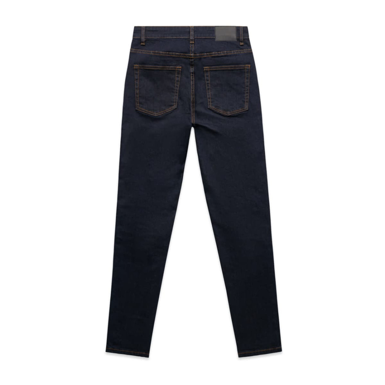 Skinny jeans in a dark wash, featuring a fitted silhouette and two back pockets. Includes branding on the waistband.