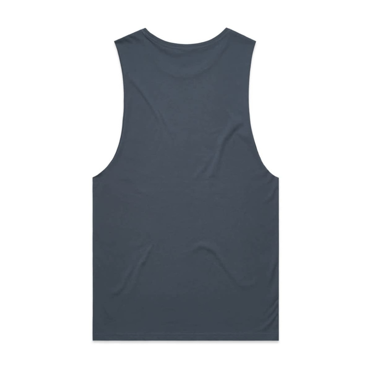 A grey unisex singlet tank top featuring a plain design and a rear view. It has a logo on the back.
