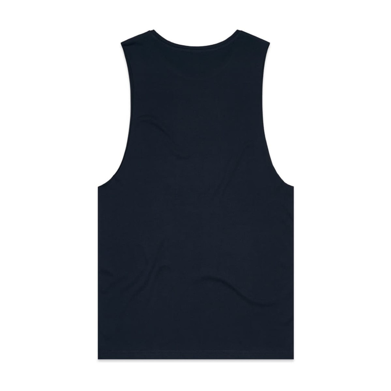A navy singlet with a relaxed fit and no visible branding. The back view highlights its simple design.