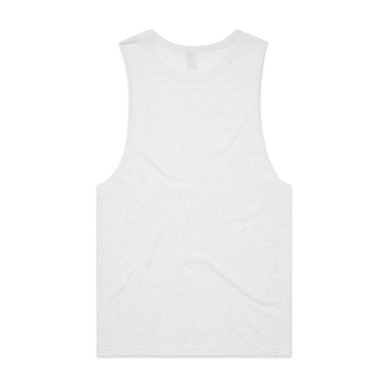 A plain white singlet tank top with a simple design and no visible branding on the back.
