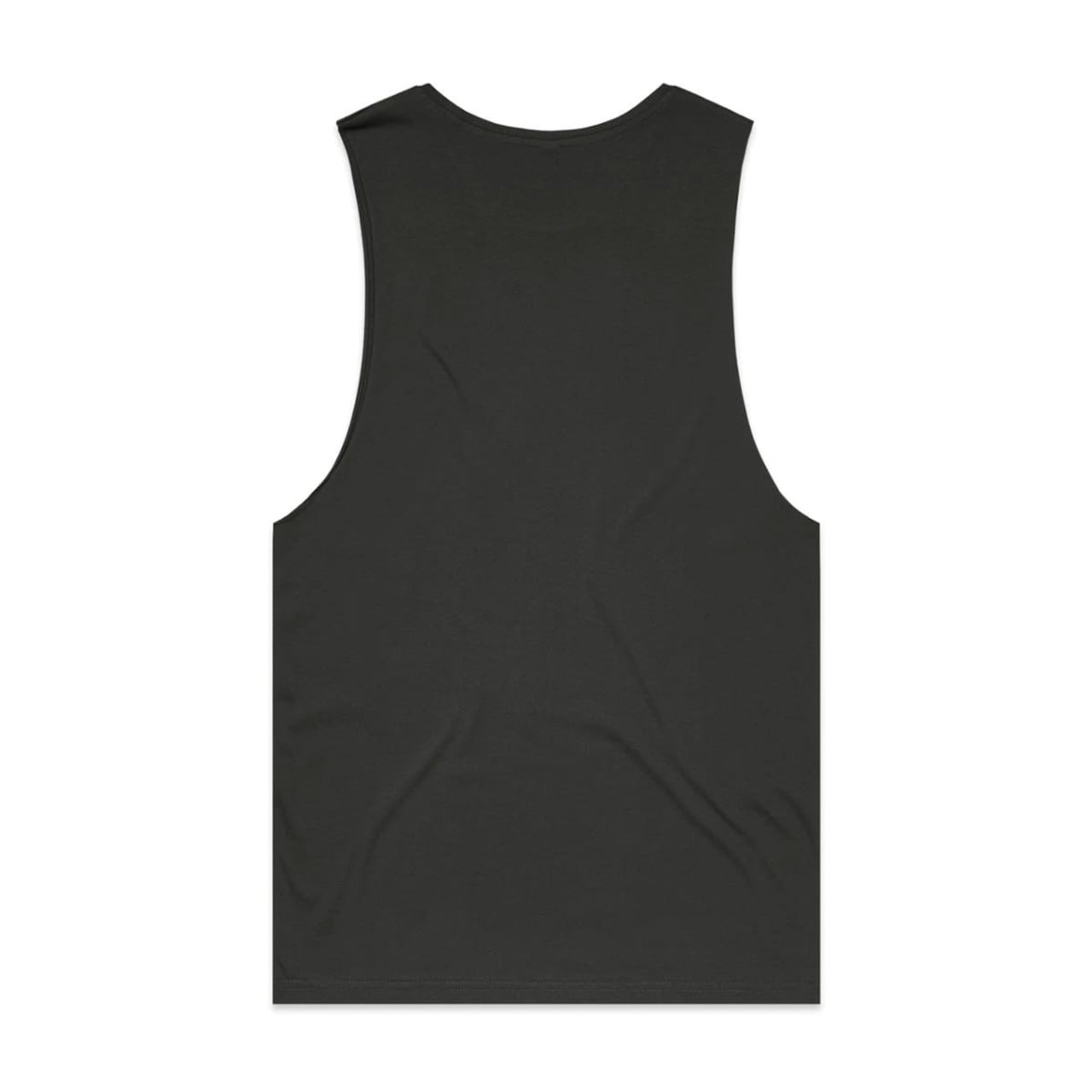 A sleeveless black tank top with a smooth texture. The top features a logo on the back.
