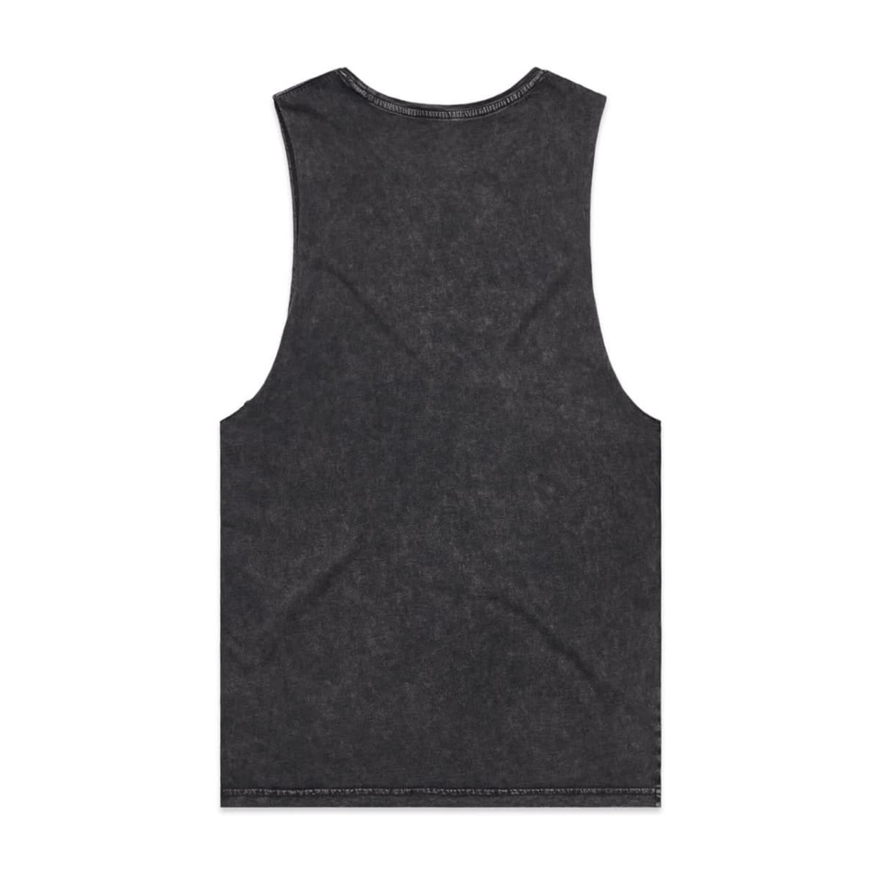 A stone wash black tank top with a sleeveless design. The back features a simple and clean look.