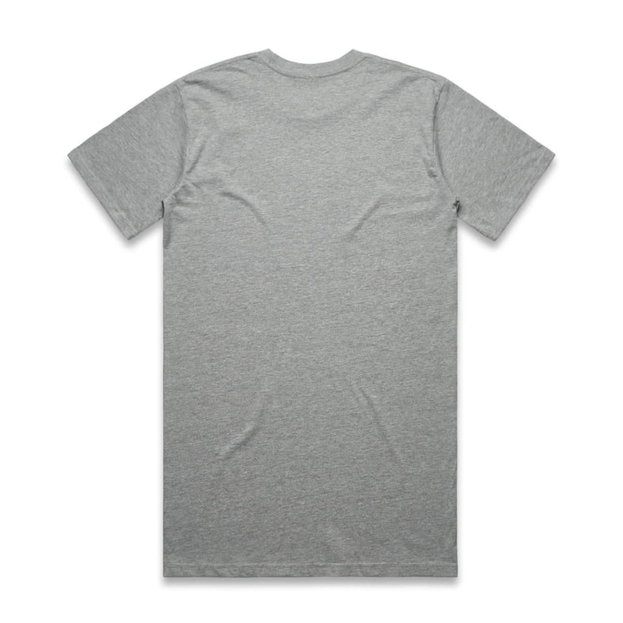 A grey Classic Plus Tee [+5cm] with a plain back and a subtle branding logo.