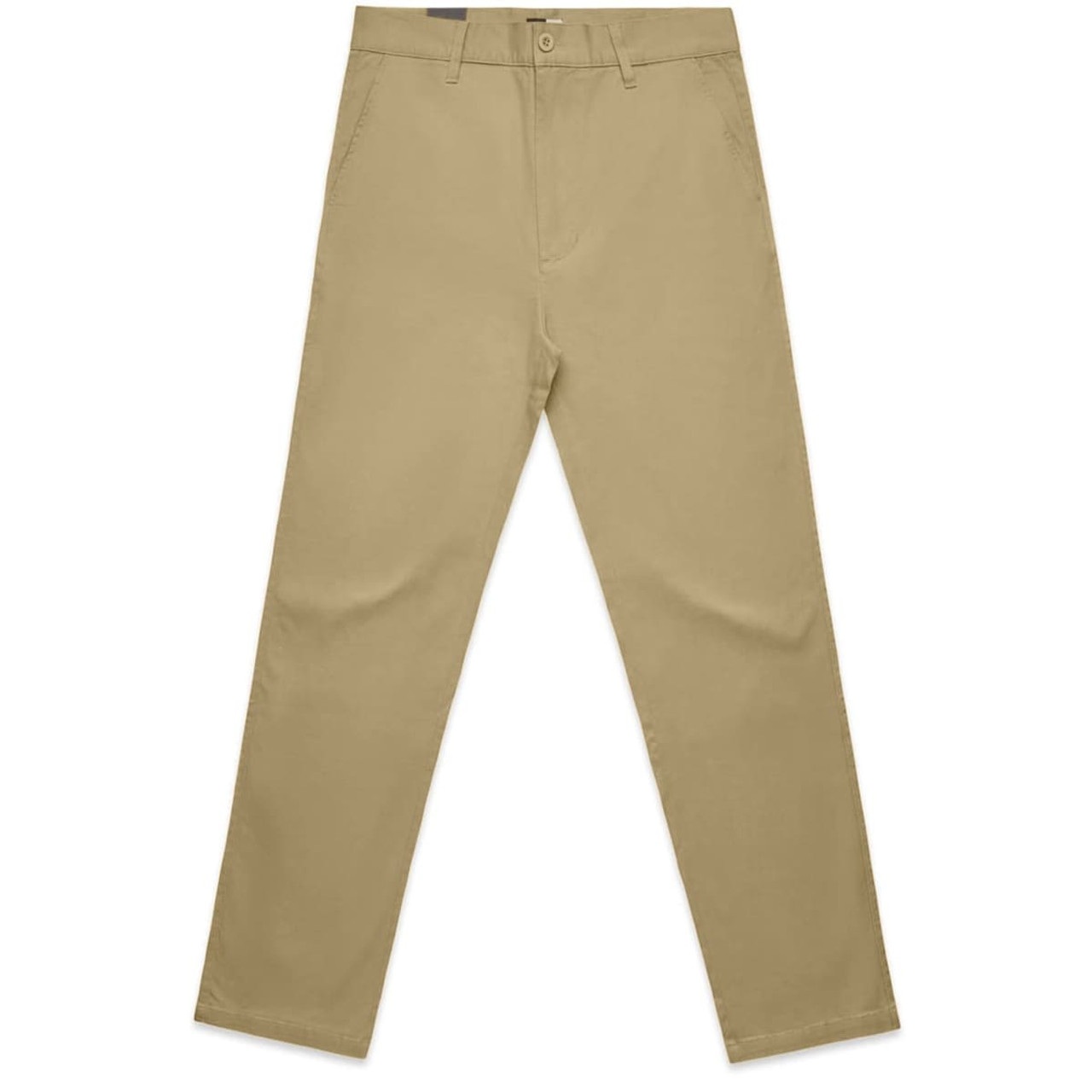 Straight pants in a light khaki colour, featuring a classic design with a button and zip closure.