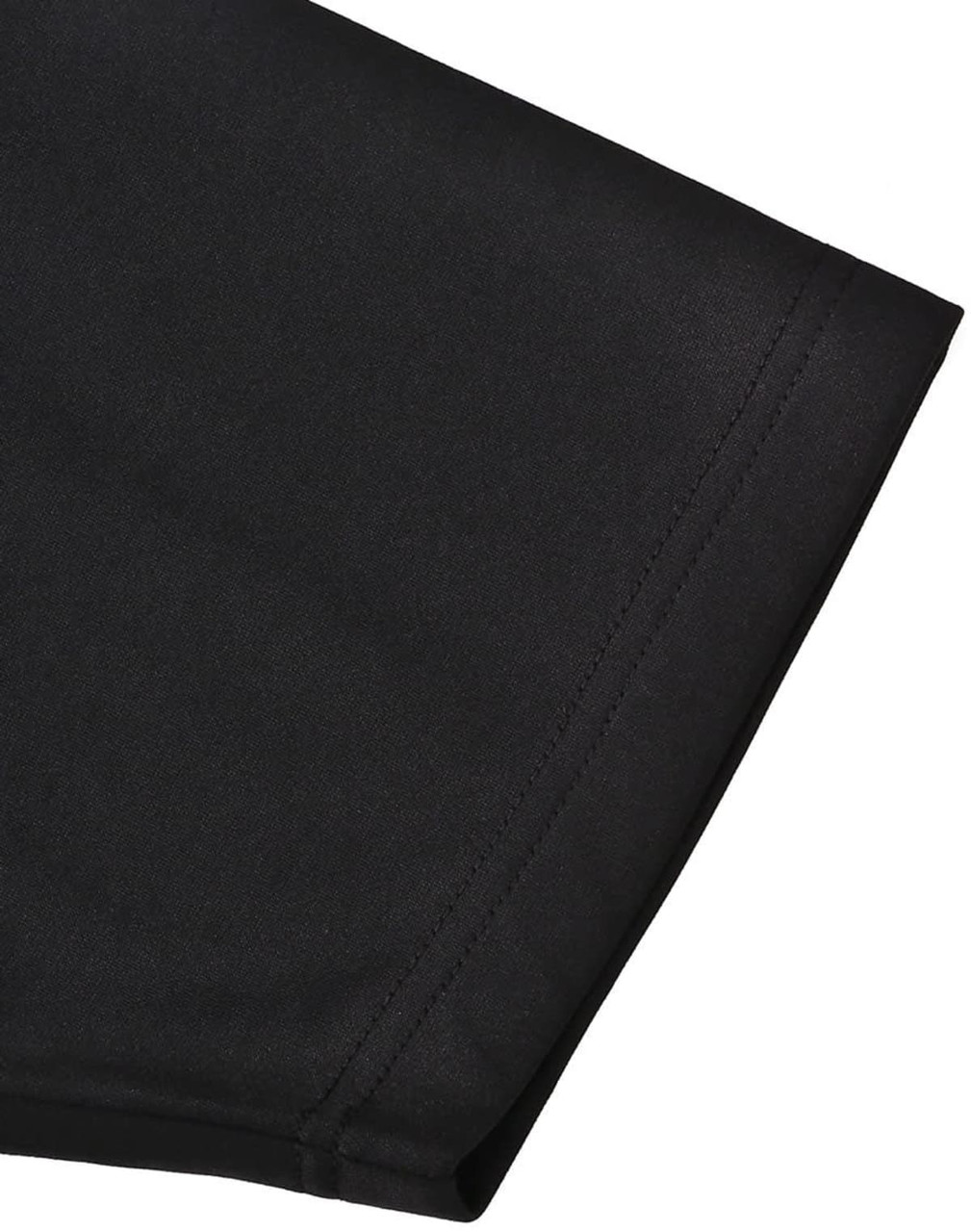 A black polo shirt featuring a short sleeve with contrast stitching and a logo.