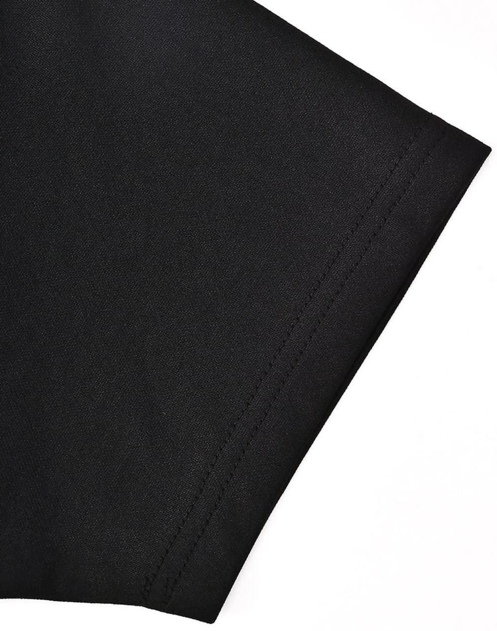 A black polo shirt featuring short sleeves and a contrast detail. The fabric has a smooth texture.