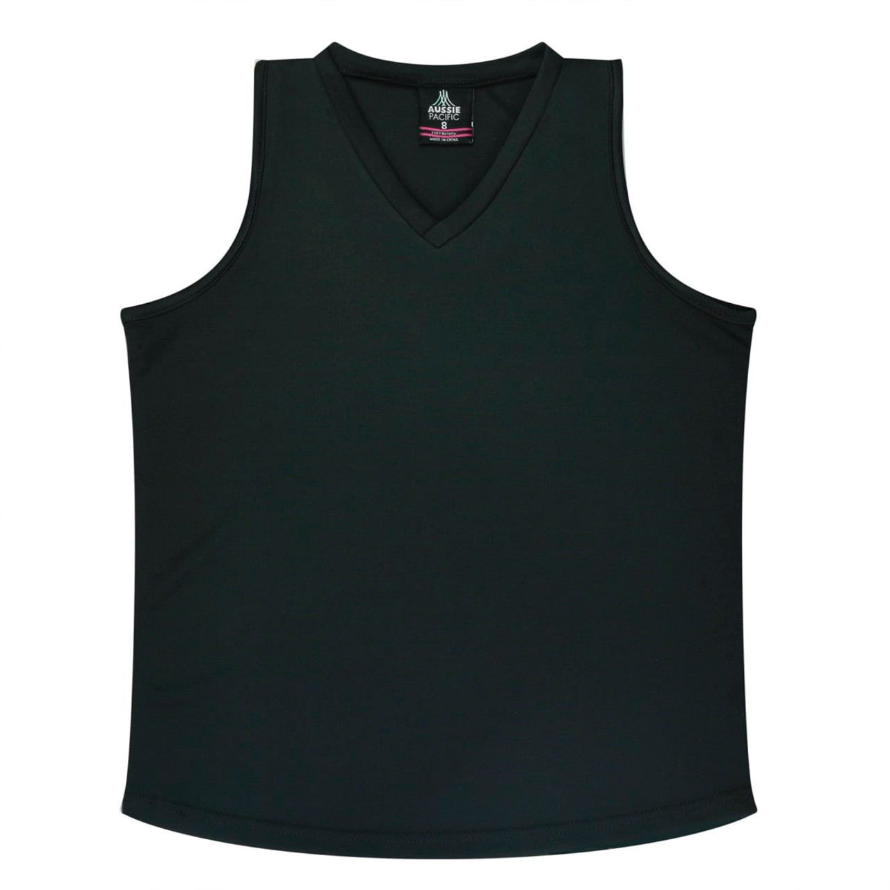 A dark green singlet with a v-neck design and no visible logos or branding.