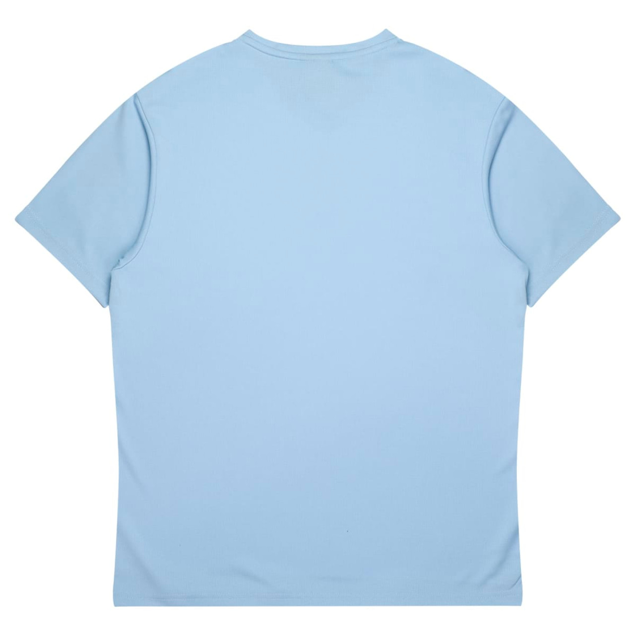 A light blue children's T-shirt with a simple design and short sleeves. It features a branding logo.