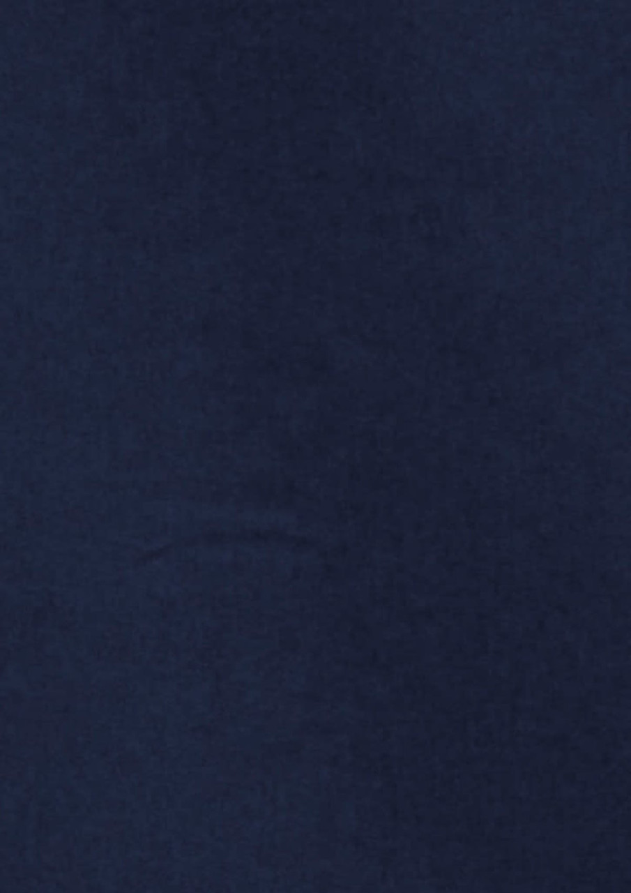 A navy blue women's button-up shirt featuring short sleeves and a subtle texture. It includes a logo.