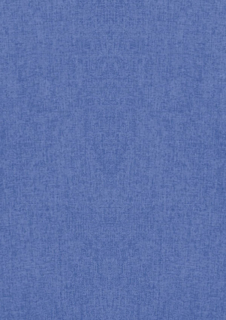 A blue button-up shirt with short sleeves and a subtle texture, featuring a logo.
