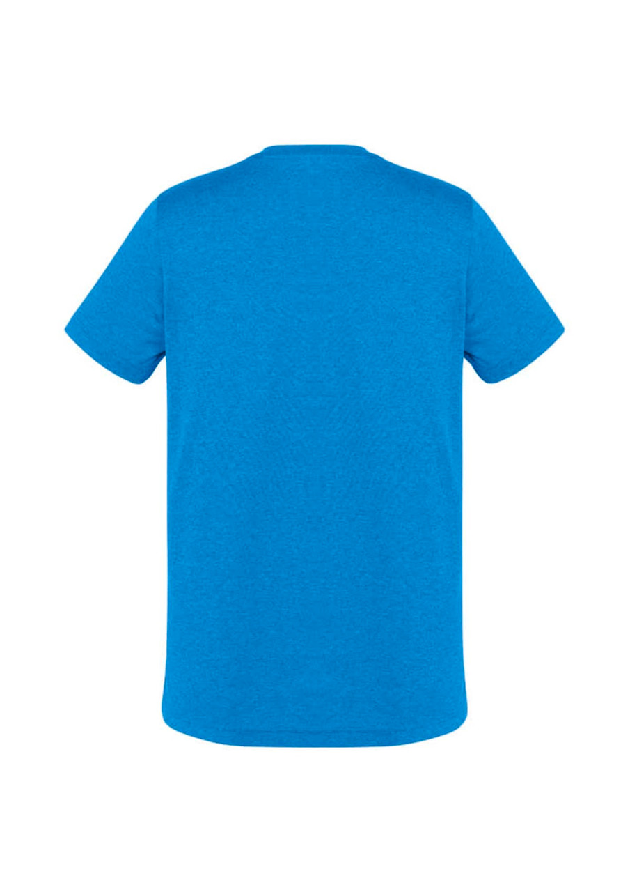 A short-sleeve men's T-shirt in a vibrant blue colour, featuring a classic design and a logo on the back.